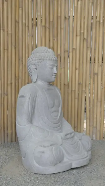 Product image 5 of the product “Seated Japanese Buddha made of Riverstone in Dhyana position - gesture of meditation, H. 100cm ”